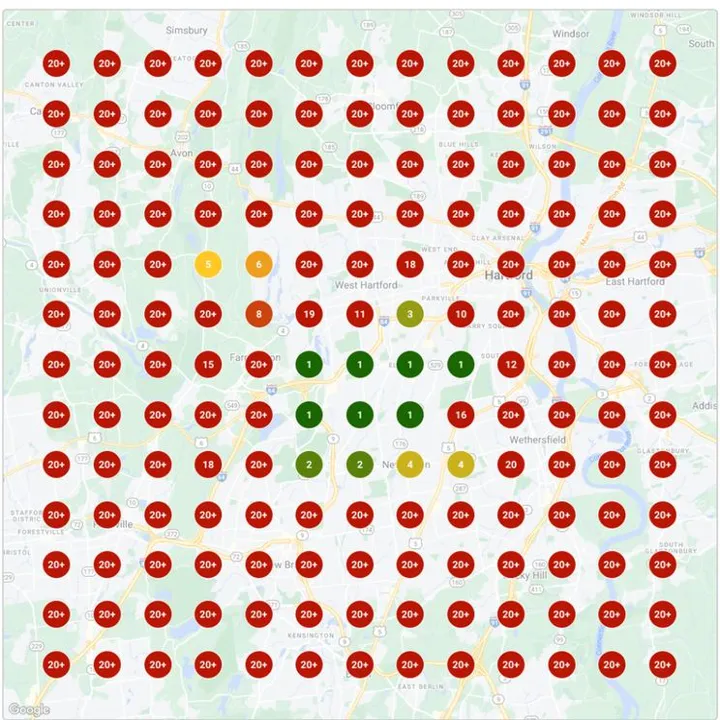 Grid scan for “financial planner” at 7:46 PM